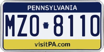 PA license plate MZO8110