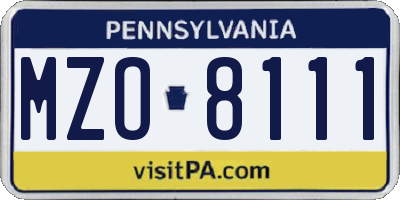 PA license plate MZO8111