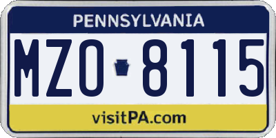 PA license plate MZO8115