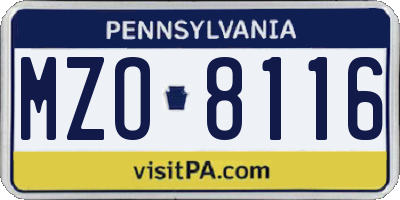 PA license plate MZO8116