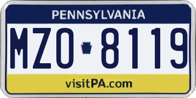 PA license plate MZO8119