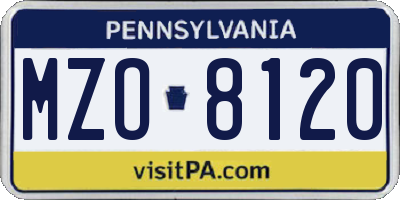 PA license plate MZO8120