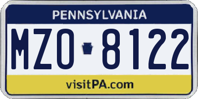 PA license plate MZO8122