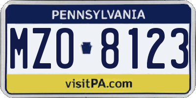 PA license plate MZO8123