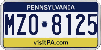 PA license plate MZO8125
