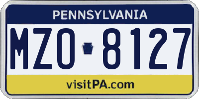 PA license plate MZO8127