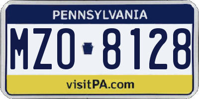 PA license plate MZO8128