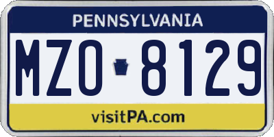 PA license plate MZO8129