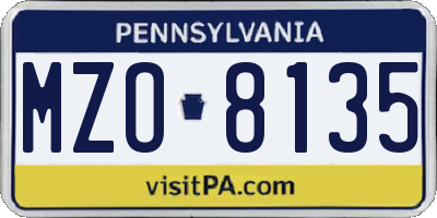 PA license plate MZO8135