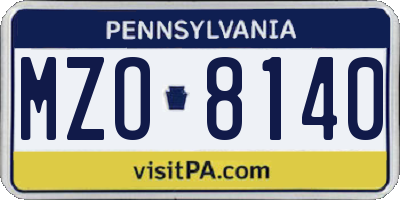 PA license plate MZO8140
