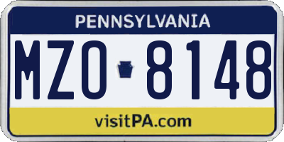 PA license plate MZO8148