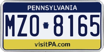 PA license plate MZO8165