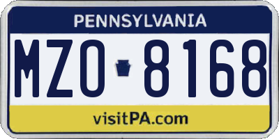 PA license plate MZO8168