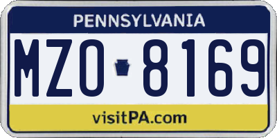 PA license plate MZO8169