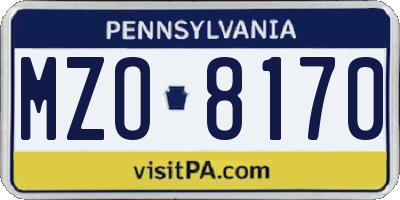 PA license plate MZO8170