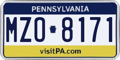 PA license plate MZO8171