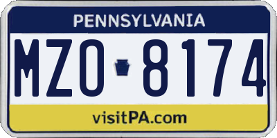 PA license plate MZO8174