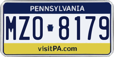PA license plate MZO8179