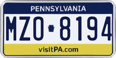 PA license plate MZO8194
