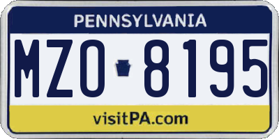 PA license plate MZO8195