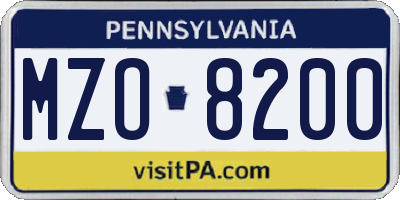 PA license plate MZO8200