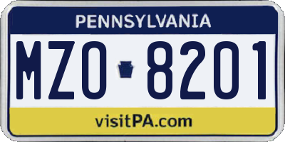 PA license plate MZO8201