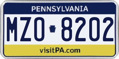 PA license plate MZO8202