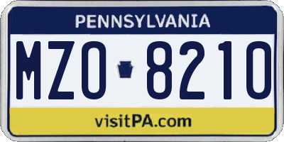 PA license plate MZO8210