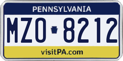 PA license plate MZO8212