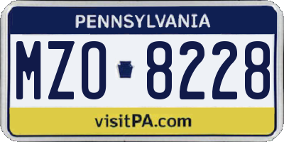 PA license plate MZO8228
