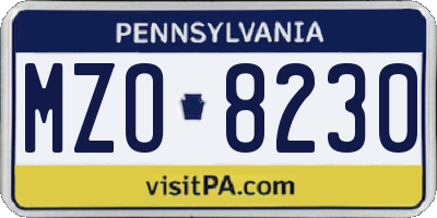 PA license plate MZO8230