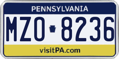 PA license plate MZO8236