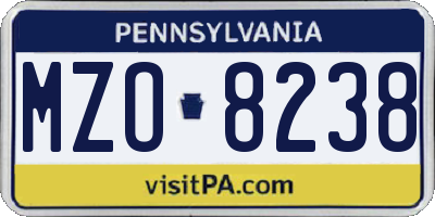 PA license plate MZO8238