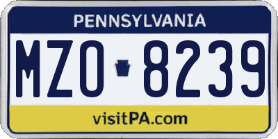 PA license plate MZO8239