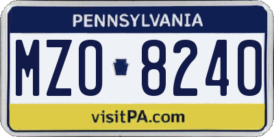 PA license plate MZO8240