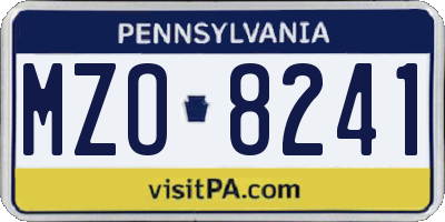 PA license plate MZO8241
