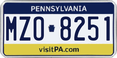 PA license plate MZO8251