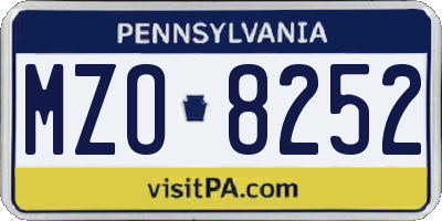 PA license plate MZO8252