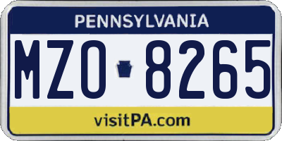 PA license plate MZO8265