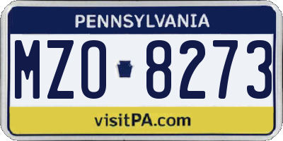 PA license plate MZO8273