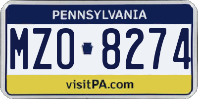 PA license plate MZO8274