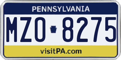 PA license plate MZO8275