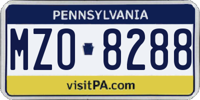 PA license plate MZO8288