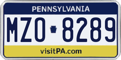 PA license plate MZO8289