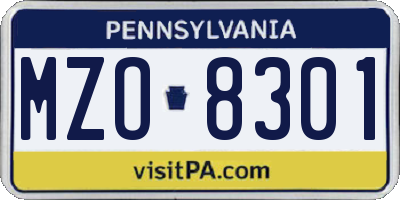 PA license plate MZO8301