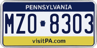 PA license plate MZO8303