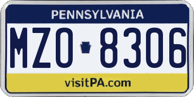 PA license plate MZO8306