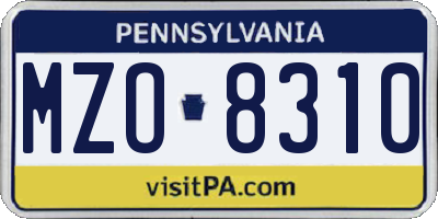 PA license plate MZO8310