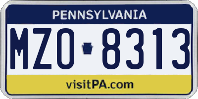 PA license plate MZO8313