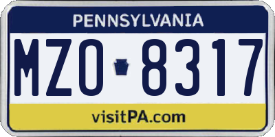 PA license plate MZO8317
